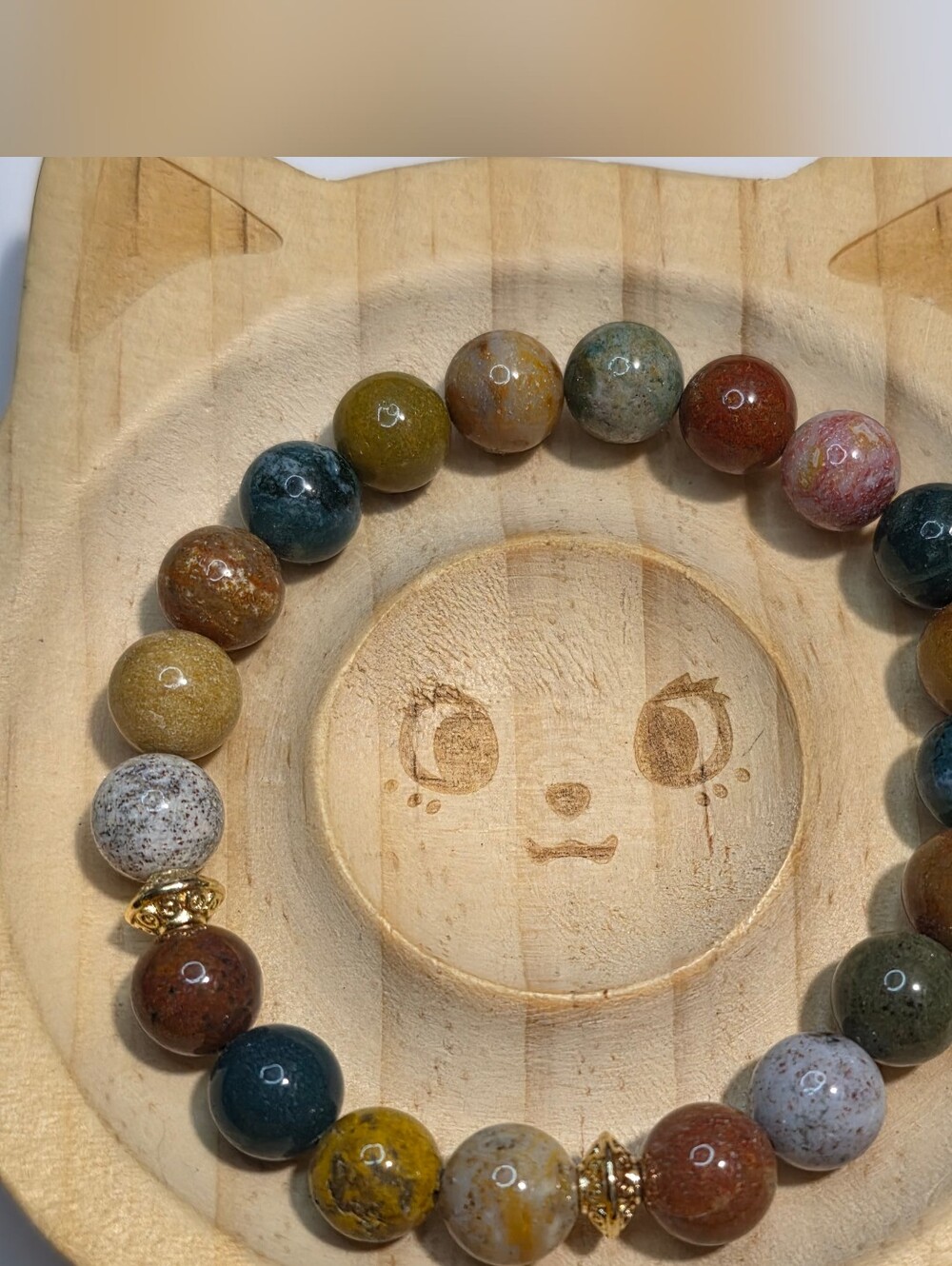 Ocean Jasper Beaded Stretch Bracelet | Natural Stone | 8mm | Handmade